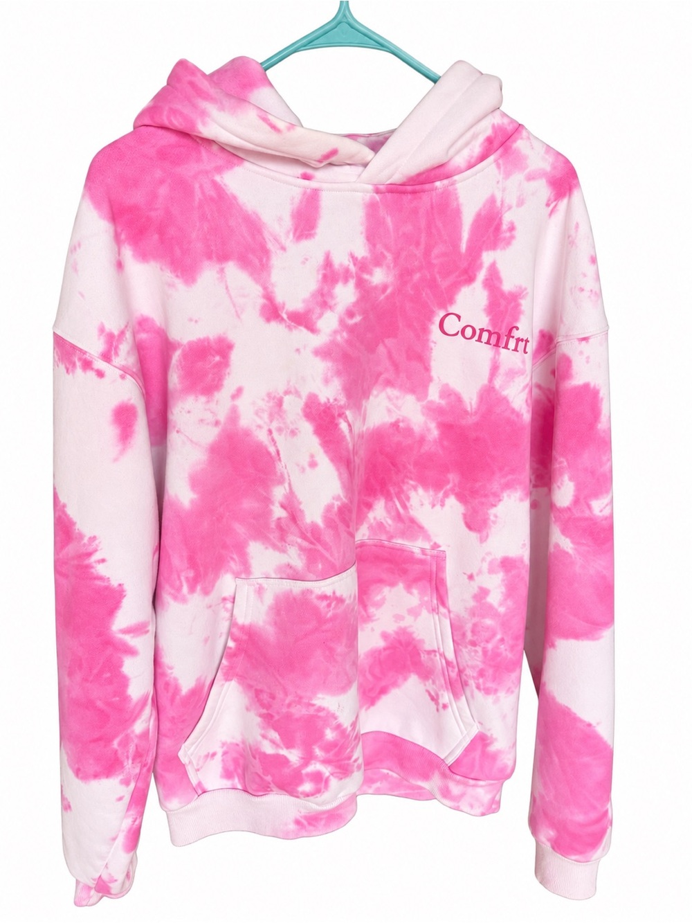 Comfrt Pink Tie Dye Oversized Hoodie